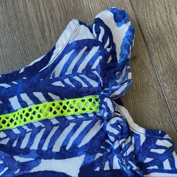 Blue Leaf Print Dress - Picture 3 of 7